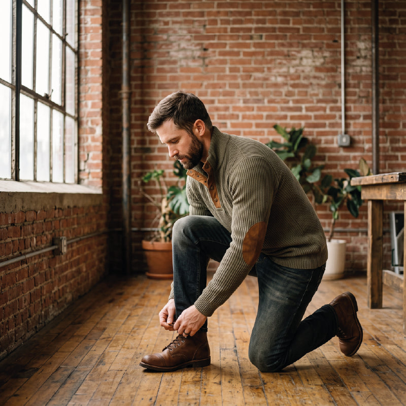 Ribbed Sweater with Elbow Patches