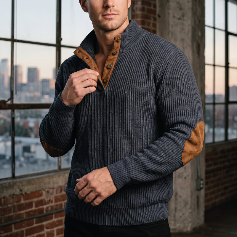 Ribbed Sweater with Elbow Patches